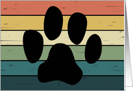 Dog Paw on Retro Rainbow Background card