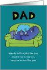 Monster Hug for Dad on the Couch on Father’s Day card