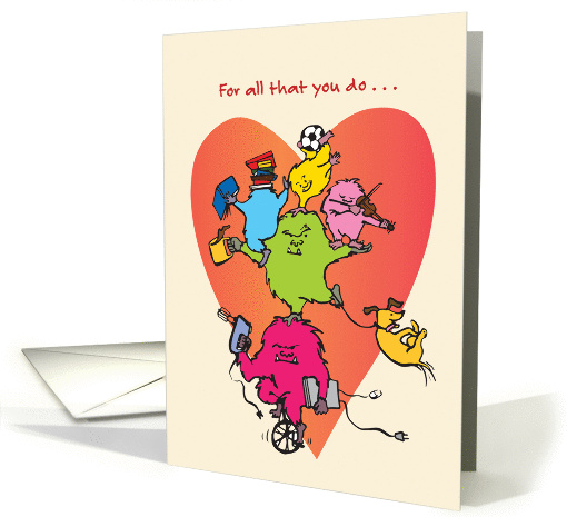Beastly Acrobatic, Unicyle-Riding Family Valentine card (1461766)