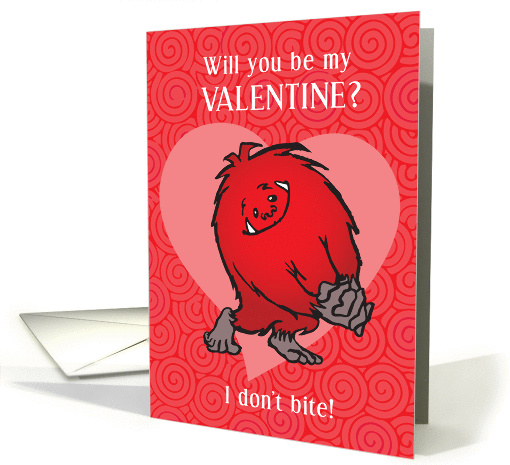 Red Monster with a Bite for Sweetheart Be My Valentine card (1461768)