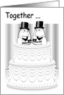 Gay Men Celebrate Marriage Symbolized With Couple On Wedding Cake. card