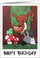 Happy Birthday from the Woodland Critters - Colorful Cute Characters card
