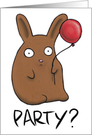 Happy Birthday From the Party Bunny - Cute Rabbit with a Red Balloon card