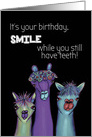 Quirky and Funny Alpaca Birthday Smile while you still have teeth card