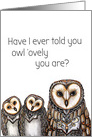 Whimsical and Cute Sentimental Owl about being Lovely card