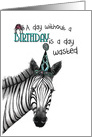 Funny Birthday Themed with Zebra Art and Party Hat card
