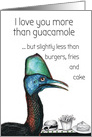Funny Love Guacamole Cassowary Humor Sentiment card
