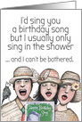 Singing Birthday song in a Shower Funny Collage Humor card