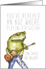 Playing Air Guitar Age Frog Birthday card