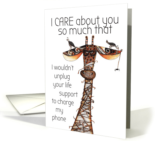Quirky and Funny Giraffe i Care about you card (1465492)