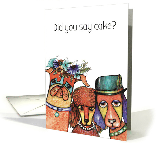 Funny Dogs in Hats Wanting Birthday Cake Humor card (1585900)