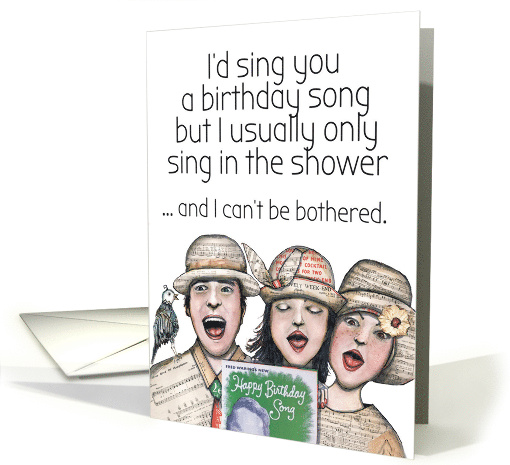 Singing Birthday song in a Shower Funny Collage Humor card (1586070)