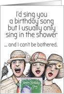 Singing Birthday song in a Shower Funny Collage Humor card