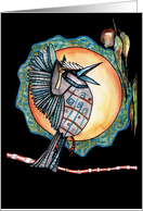 Kookaburra Bird and Gum Leaf Australian Fine Art blank any occasion card