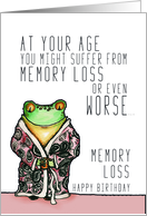 Your Age memory Loss Birthday Frog with Coffee card