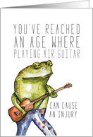 Playing Air Guitar Age Frog Birthday card