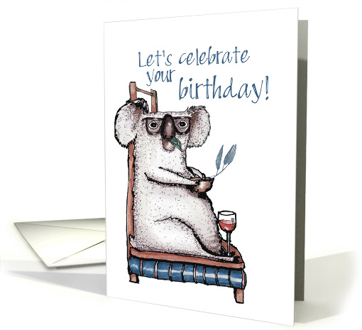 Birthday Celebration Koala with Wine card (1686808)