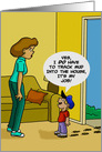 Cartoon Little Boy Tracking Mud Into the House card