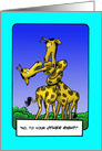 Two Cartoon Giraffes Twisted Together. One Says To Your Other Right card