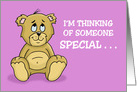 Cartoon Bear Saying I’m Thinking Of Someone Special . . . card