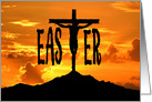 Image of Christ on the Cross Silhouetted Against a Sunrise card