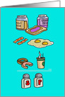 Love and Romance Cartoon of Bacon and Eggs, Salt and Pepper, etc. card