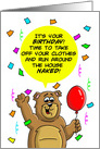 Mother Birthday Card with Cartoon Bear Balloon and Confetti card