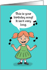 Young Cartoon Girl Singing This is Your Birthday Song card