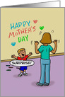 Mother’s Day Card with a Little Boy Writing on the Wall card