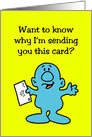 Birthday Card with Cartoon Character Holding a Envelope card