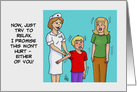 Funny Nurses Day Cartoon Showing A Nurse Giving A Shot card