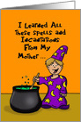 Halloween Card with a Boy Wizard Stirring a Cauldron card