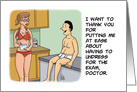 Humorous Doctors’ Day Card with a Doctor In Her Underwear card