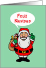 Christmas Card With a Cartoon Santa Saying Feliz Navidad card