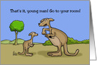 Humorous Mother’s Day Card From Son with Mother Kangaroo and Baby card