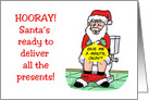 Humorous Adult Christmas Card with Santa on the Toilet. card