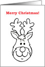 Kid’s Coloring Christmas Card with a Cute Reindeer card