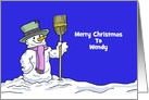 Customized Christmas Card with a Snowman card