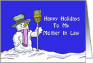 Christmas Card For My Mother in Law, with a Cute Snowman card