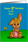 3rd Birthday Card for Niece with a Cute Bunny card