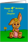 4th Birthday Card for Daughter with a Cute Bunny card