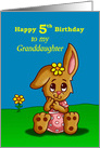 5th Birthday Card for Granddaughter with a Cute Bunny card