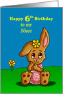 6th Birthday Card for Niece with a Cute Bunny card