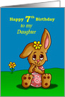 7th Birthday Card for Daughter with a Cute Bunny card