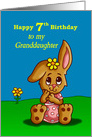 7th Birthday Card for Granddaughter with a Cute Bunny card