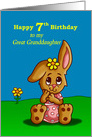 7th Birthday Card for Great Granddaughter with a Cute Bunny card