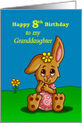 8th Birthday Card for Granddaughter with a Cute Bunny card