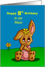 8th Birthday Card for Niece with a Cute Bunny card