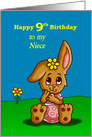 9th Birthday Card for Niece with a Cute Bunny card