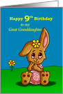 9th Birthday Card for Great Granddaughter with a Cute Bunny card